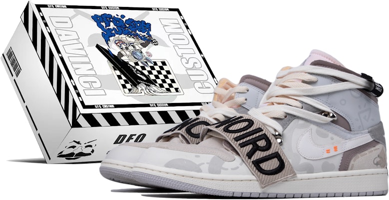 【定制球鞋】Jordan Air Jordan 1 Mid SE Craft 達芬奇定制 笑臉塗鴉 簡約圖案 特殊鞋盒 中幫 復古籃球鞋 GS 米白灰 Buy 【定制球鞋】Jordan Air Jordan 1 Mid SE Craft 達芬奇定制 笑臉塗鴉 簡約圖案 特殊鞋盒 中幫 復古籃球鞋 GS 米白灰