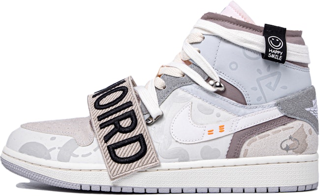 【定制球鞋】Jordan Air Jordan 1 Mid SE Craft 達芬奇定制 笑臉塗鴉 簡約圖案 特殊鞋盒 中幫 復古籃球鞋 GS 米白灰 Order 【定制球鞋】Jordan Air Jordan 1 Mid SE Craft 達芬奇定制 笑臉塗鴉 簡約圖案 特殊鞋盒 中幫 復古籃球鞋 GS 米白灰