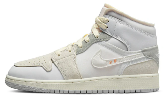 【定制球鞋】Jordan Air Jordan 1 Mid SE Craft 達芬奇定制 笑臉塗鴉 簡約圖案 特殊鞋盒 中幫 復古籃球鞋 GS 米白灰 Sizing 【定制球鞋】Jordan Air Jordan 1 Mid SE Craft 達芬奇定制 笑臉塗鴉 簡約圖案 特殊鞋盒 中幫 復古籃球鞋 GS 米白灰