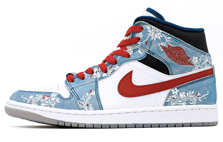 [Custom Shoes] Air Jordan 1 Mid SE 'Floral White-Blue'