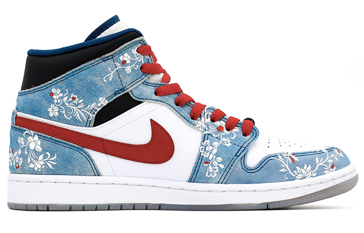 Order [Custom Shoes] Air Jordan 1 Mid SE 'Floral White-Blue'