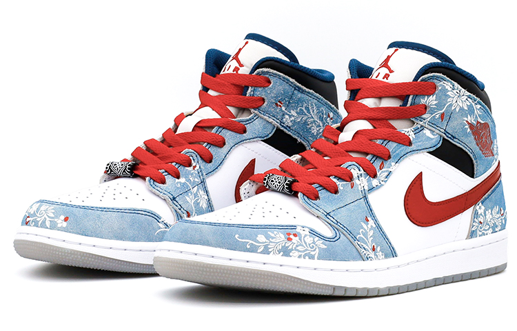 Lookbook [Custom Shoes] Air Jordan 1 Mid SE 'Floral White-Blue'