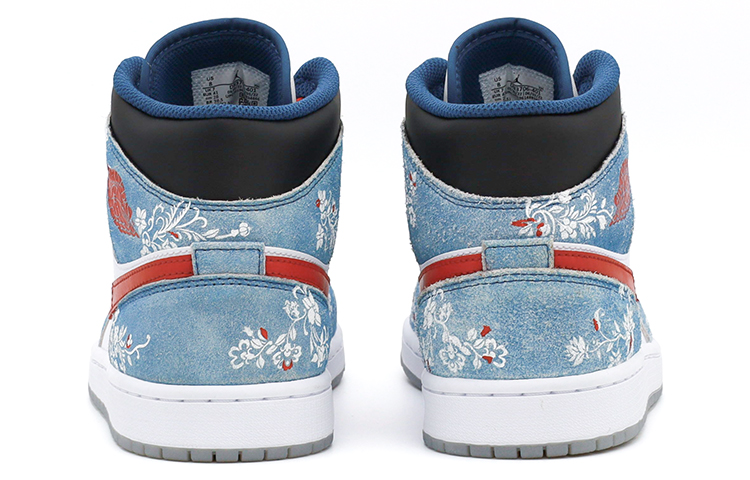 Shop [Custom Shoes] Air Jordan 1 Mid SE 'Floral White-Blue'