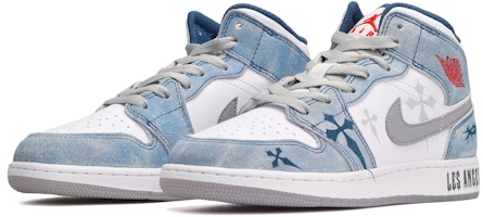 【定制球鞋】Jordan Air Jordan 1 Mid SE 歌德風十字架 中幫 復古籃球鞋 GS 灰白藍 Lookbook 【定制球鞋】Jordan Air Jordan 1 Mid SE 歌德風十字架 中幫 復古籃球鞋 GS 灰白藍