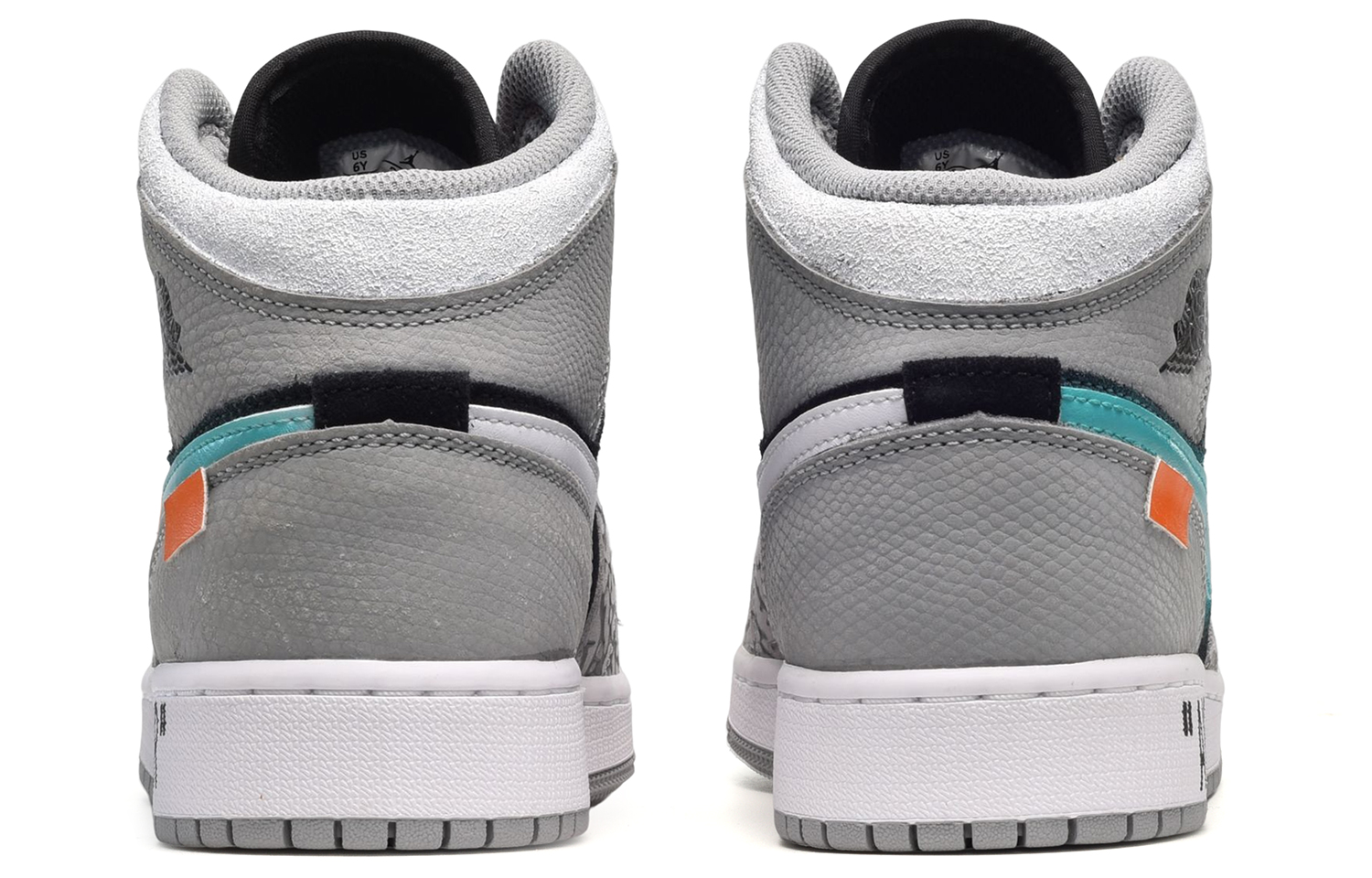 Shop [Kasut Custom] Air Jordan 1 Mid SE 'Kelabu Hitam Biru Oren Kecerunan' DM1200-016(TeamE-男款橘色皮贴黑蓝灰)