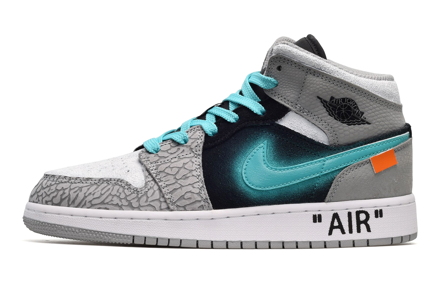 Buy カスタムAJ1 Mid SE グラデ橙黒青 DM6216-016(TeamE-女款橘色皮贴黑蓝灰)