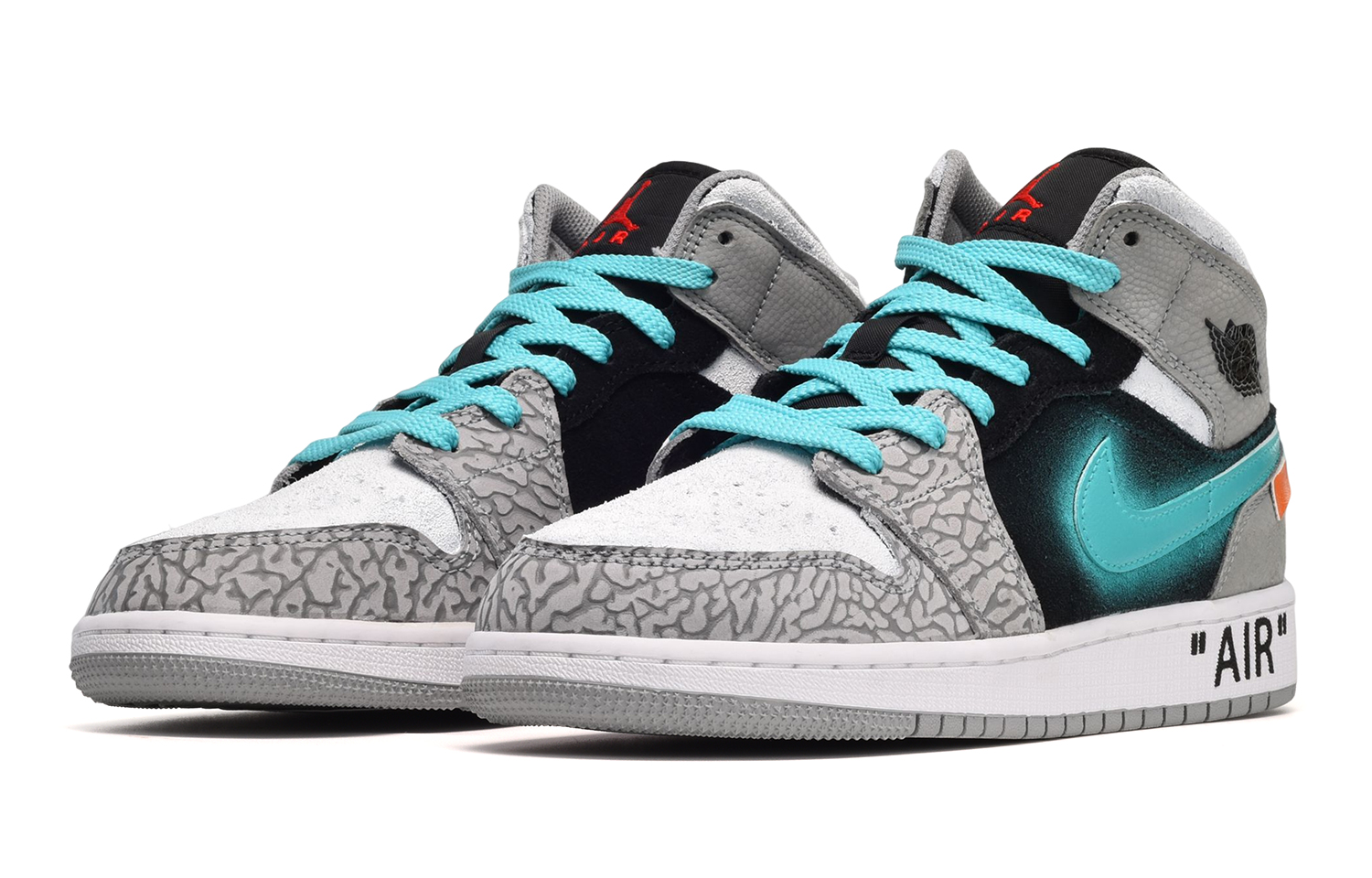 Lookbook カスタムAJ1 Mid SE グラデ橙黒青 DM6216-016(TeamE-女款橘色皮贴黑蓝灰)