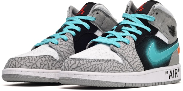 カスタムAJ1 Mid SE グラデ橙黒青 DM6216-016(TeamE-女款橘色皮贴黑蓝灰) Lookbook カスタムAJ1 Mid SE グラデ橙黒青 DM6216-016(TeamE-女款橘色皮贴黑蓝灰)