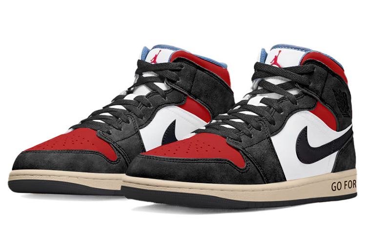 Lookbook カスタムAJ1ミッドSE「グラフィティ黒白赤」 DN3706-401(TeamY-男款复古黑白红)