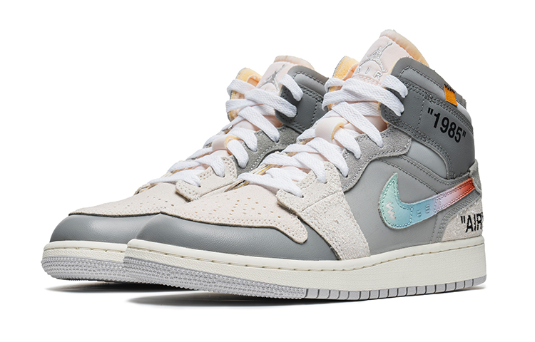 Shop [Kasut Tersuai] Air Jordan 1 Mid SE 'Kelabu Biru Terbuka' DQ3726-100(TeamB-女款ow炫彩F-BOX)