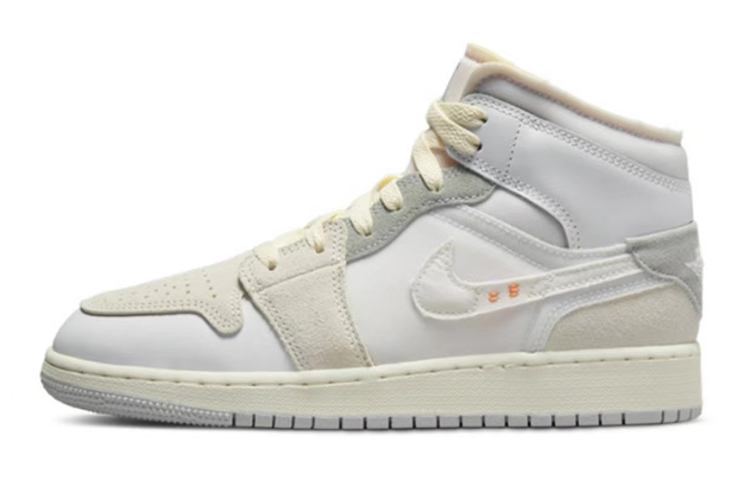 Sizing [Kasut Tersuai] Air Jordan 1 Mid SE 'Kelabu Biru Terbuka' DQ3726-100(TeamB-女款ow炫彩F-BOX)