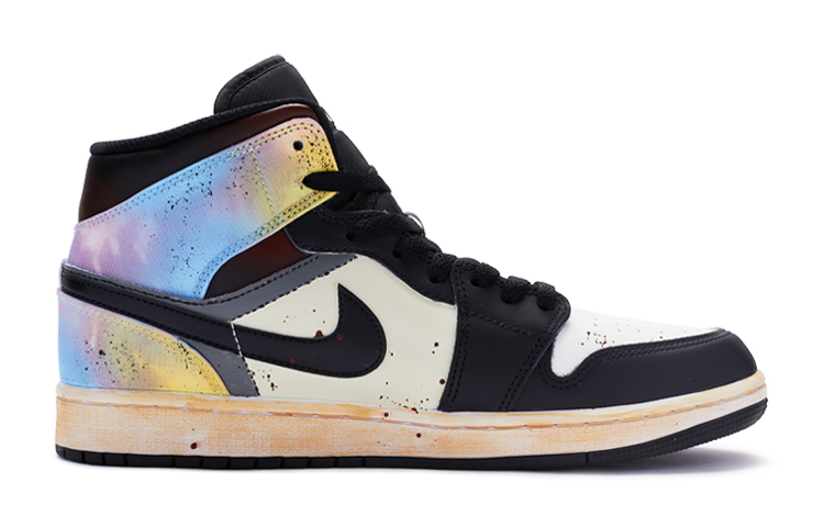 Lookbook 【定制球鞋】Jordan Air Jordan 1 Mid SE 落水狗 特殊鞋盒 手繪紮染 中幫 復古籃球鞋 GS 黑白