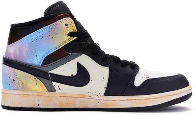 Jordan 1 Mid SE Personalizadas Tie-Dye Blanco y Negro DM6216-001(TeamR-落水狗黑白粉S-BOX) Lookbook Jordan 1 Mid SE Personalizadas Tie-Dye Blanco y Negro DM6216-001(TeamR-落水狗黑白粉S-BOX)