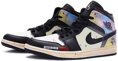 【定制球鞋】Jordan Air Jordan 1 Mid SE 落水狗 特殊鞋盒 手繪紮染 中幫 復古籃球鞋 GS 黑白 Shop 【定制球鞋】Jordan Air Jordan 1 Mid SE 落水狗 特殊鞋盒 手繪紮染 中幫 復古籃球鞋 GS 黑白