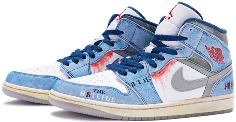 【定制球鞋】 Jordan Air Jordan 1 Mid SE 八惡人 手繪噴繪 中幫 復古籃球鞋 GS 白藍 Lookbook 【定制球鞋】 Jordan Air Jordan 1 Mid SE 八惡人 手繪噴繪 中幫 復古籃球鞋 GS 白藍