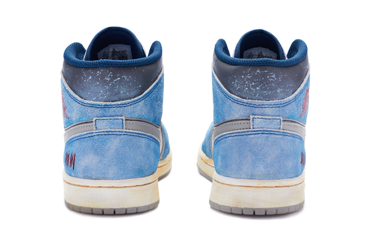 Shop [Sepatu Custom] Air Jordan 1 Mid SE 'Hateful Eight Dilukis Putih Biru' DR6235-401(TeamR-八恶人女款白蓝）