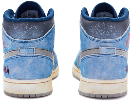 【定制球鞋】 Jordan Air Jordan 1 Mid SE 八惡人 手繪噴繪 中幫 復古籃球鞋 GS 白藍 Shop 【定制球鞋】 Jordan Air Jordan 1 Mid SE 八惡人 手繪噴繪 中幫 復古籃球鞋 GS 白藍