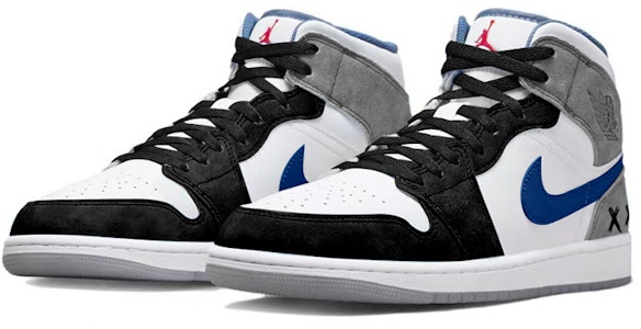 【訂製球鞋】Jordan Air Jordan 1 Mid SE 簡約工業 水洗 雾霾灰 塗鴉 中筒 復古籃球鞋 男款 黑藍 Lookbook 【訂製球鞋】Jordan Air Jordan 1 Mid SE 簡約工業 水洗 雾霾灰 塗鴉 中筒 復古籃球鞋 男款 黑藍