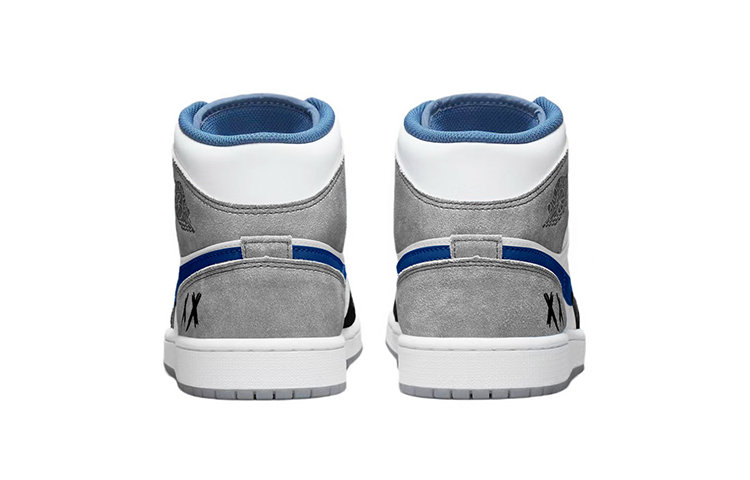 Shop [Kasut Custom] Air Jordan 1 Mid SE 'Minimal Basuh Hitam Biru' DN3706-401(TeamY-男款复古潮流黑白红)