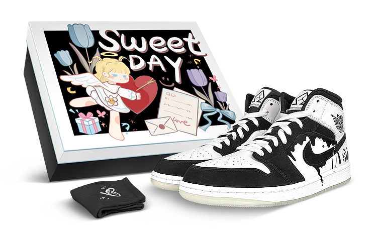 Buy [Sepatu Custom] Air Jordan 1 Mid SE 'Panda Laser' DH6933-100(Team叁-男流淌熊猫BOX)