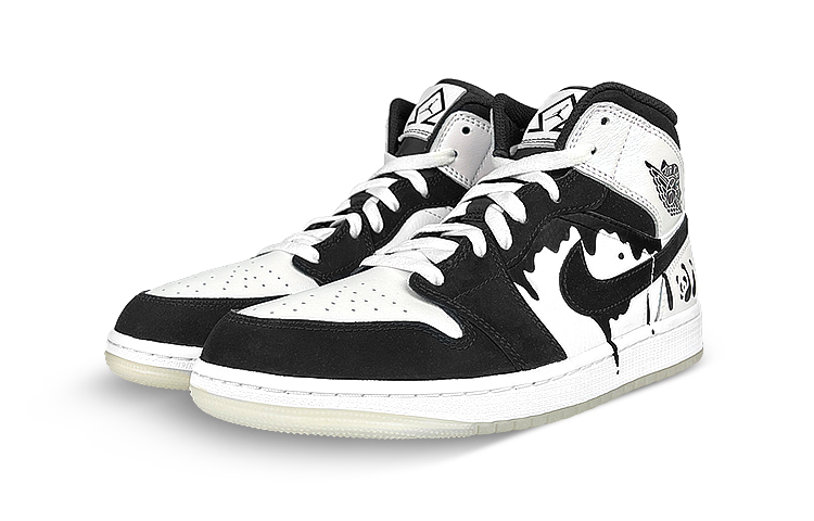Lookbook [Zapatillas Personalizadas] Air Jordan 1 Mid SE 'Panda Laser' DN4321-100(Team叁-女流淌熊猫BOX)