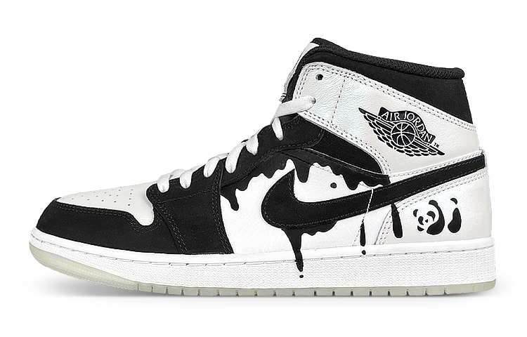 Lookbook [Sepatu Custom] Air Jordan 1 Mid SE 'Panda Laser' DH6933-100(Team叁-男流淌熊猫BOX)