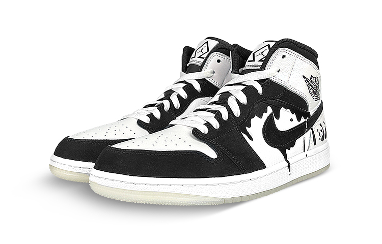 Purchase [Sepatu Custom] Air Jordan 1 Mid SE 'Panda Laser' DH6933-100(Team叁-男流淌熊猫BOX)