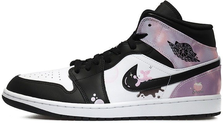 【定制球鞋】Jordan Air Jordan 1 Mid SE 桃子氣泡 白桃味 潮流青春 扎染 中幫 復古籃球鞋 男款 黑白粉 Buy 【定制球鞋】Jordan Air Jordan 1 Mid SE 桃子氣泡 白桃味 潮流青春 扎染 中幫 復古籃球鞋 男款 黑白粉