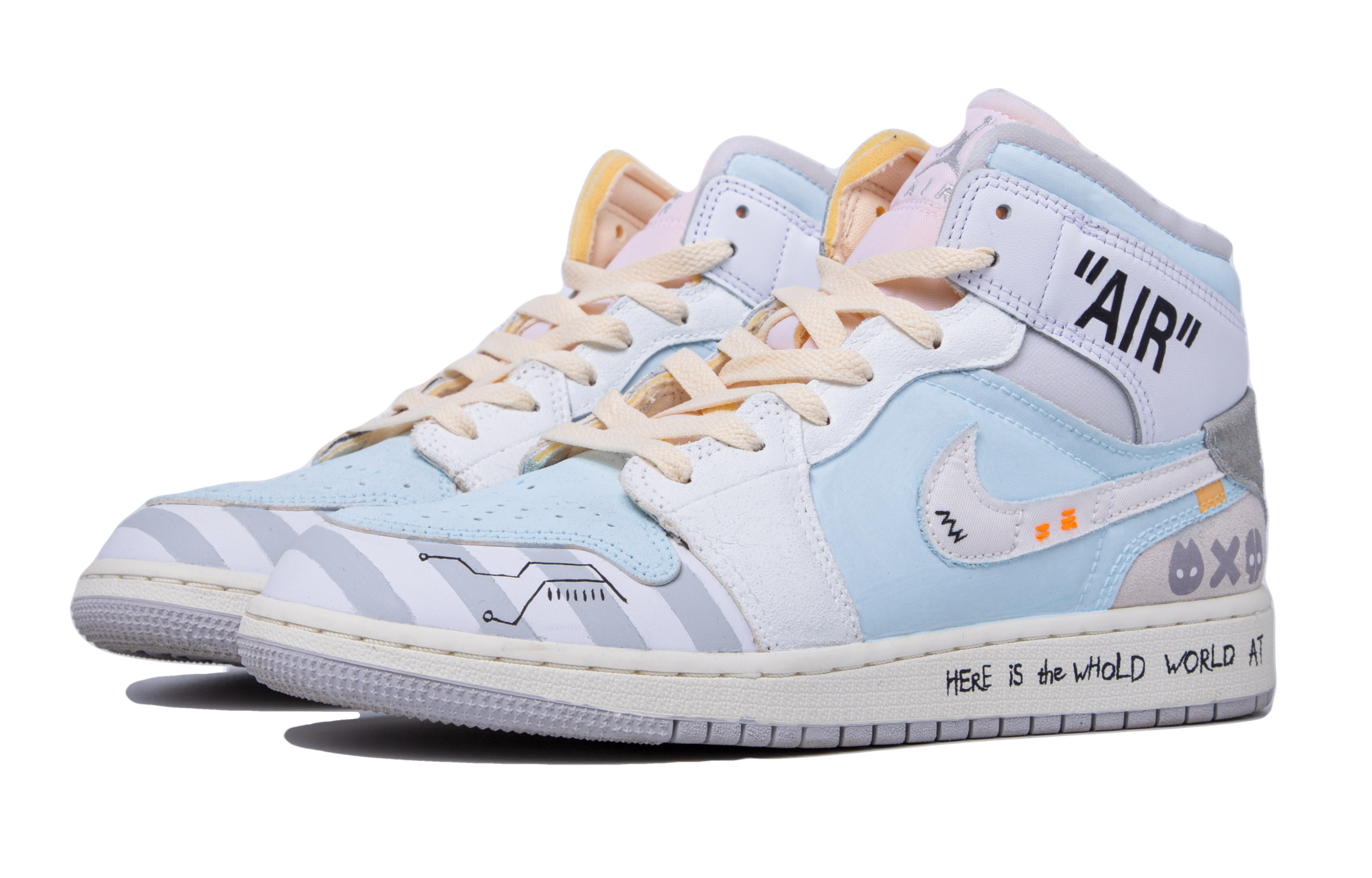 Lookbook [Zapatillas Personalizadas] Air Jordan 1 Mid SE 'Pixel Future Blanco Gris' DQ3726-100(TeamM-女款像素未来)