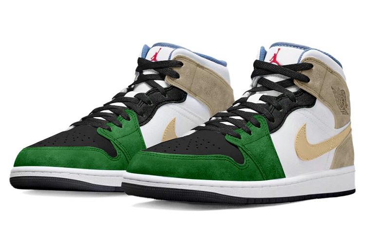 Lookbook 커스텀 에어 조던 1 미드 SE '그라피티 녹갈색' DN3706-401(TeamY-男款复古潮流米蓝黑)