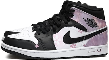 【定制球鞋】Jordan Air Jordan 1 Mid SE “禪師” 经典小花 清新 中帮 复古篮球鞋 男款 黑白粉 Lookbook 【定制球鞋】Jordan Air Jordan 1 Mid SE “禪師” 经典小花 清新 中帮 复古篮球鞋 男款 黑白粉