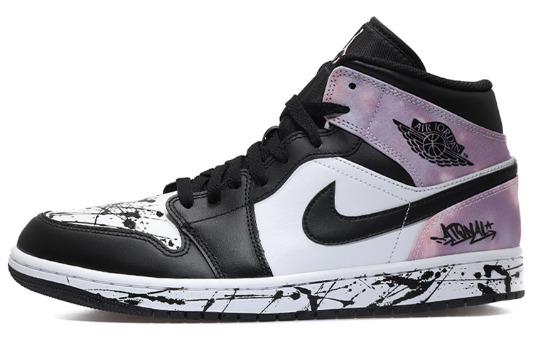 Buy [Zapatillas Personalizadas] Air Jordan 1 Mid SE 'Zen Master Splatter' DM1200-001(Team10-泼墨解构男黑白粉QD)