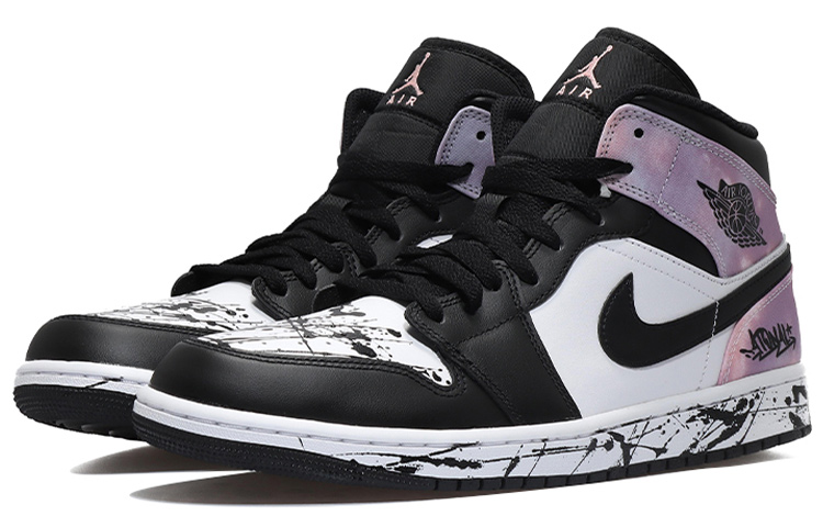 Lookbook [Zapatillas Personalizadas] Air Jordan 1 Mid SE 'Zen Master Splatter' DM1200-001(Team10-泼墨解构男黑白粉QD)