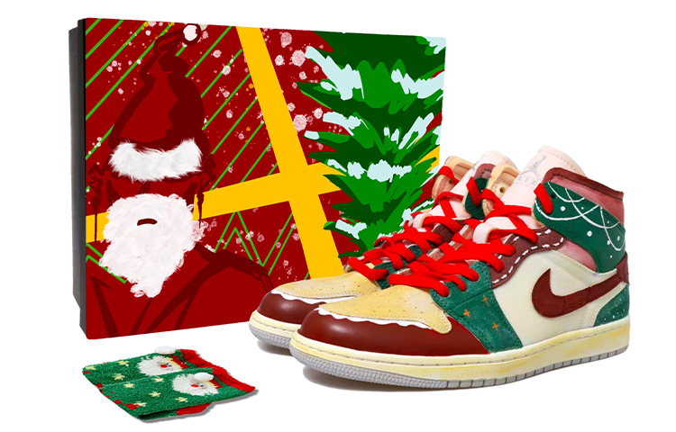 Buy Zapatillas Personalizadas Air Jordan 1 Mid SE Craft 'Luces Navideñas' DM9652-100(Team拾玖-做旧圣诞男-BOX)