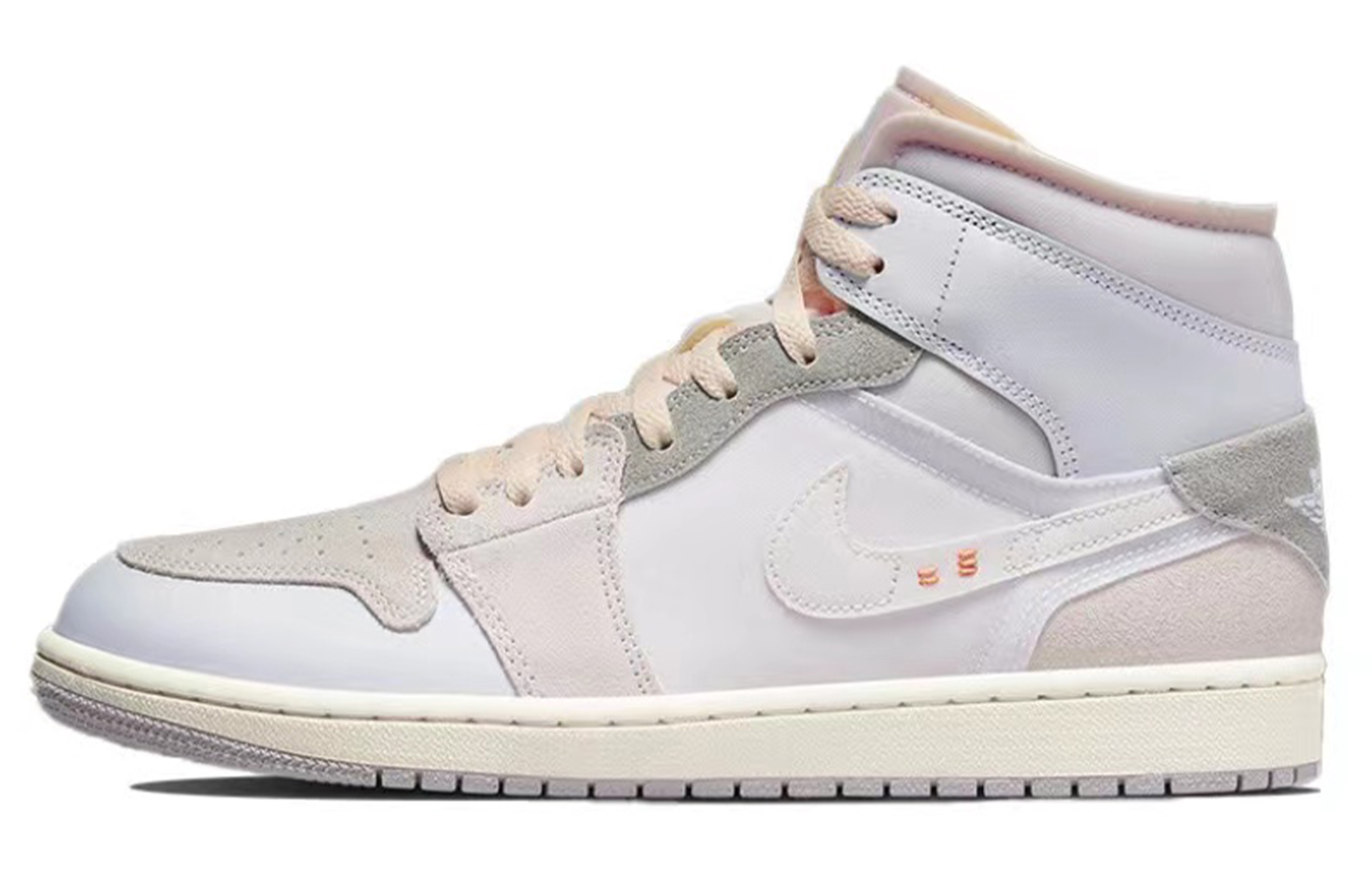 Details for 【訂製球鞋】 Jordan Air Jordan 1 Mid se craft 危機娛樂園 未來感 貼皮 鋅釘 解構 十字麻繩 中筒 復古籃球鞋 男款 灰藍