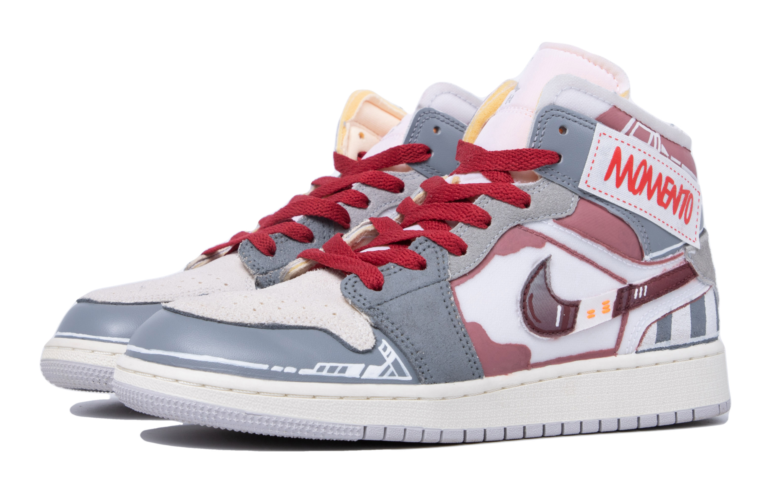 Lookbook 【カスタムシューズ】エアジョーダン1ミッドSEクラフト『グレー レッド ダヴィンチ』 DQ3726-100(TeamM-女款复古机能)