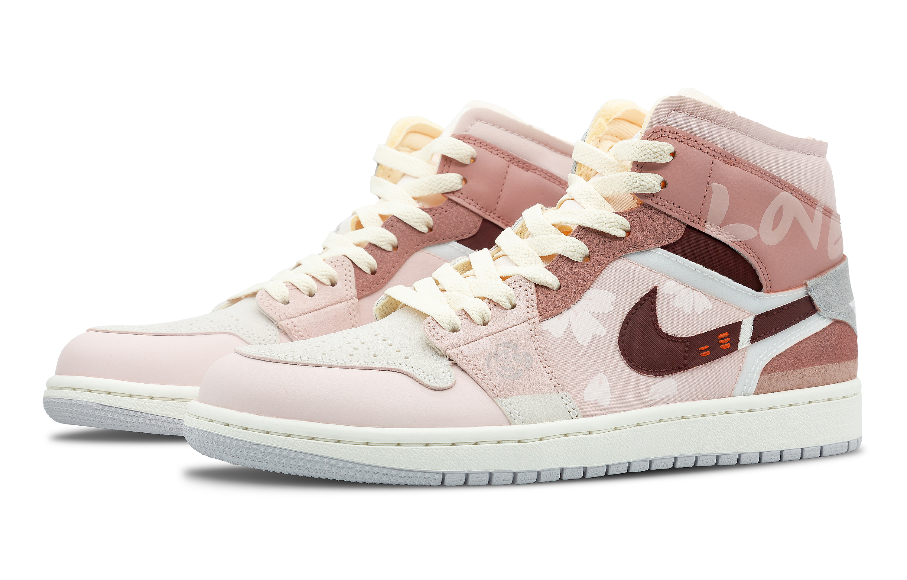 Lookbook [Kasut Custom] Air Jordan 1 Mid SE Craft 'Pink Rose' DQ3726-100(Team7-女款玫瑰情书)