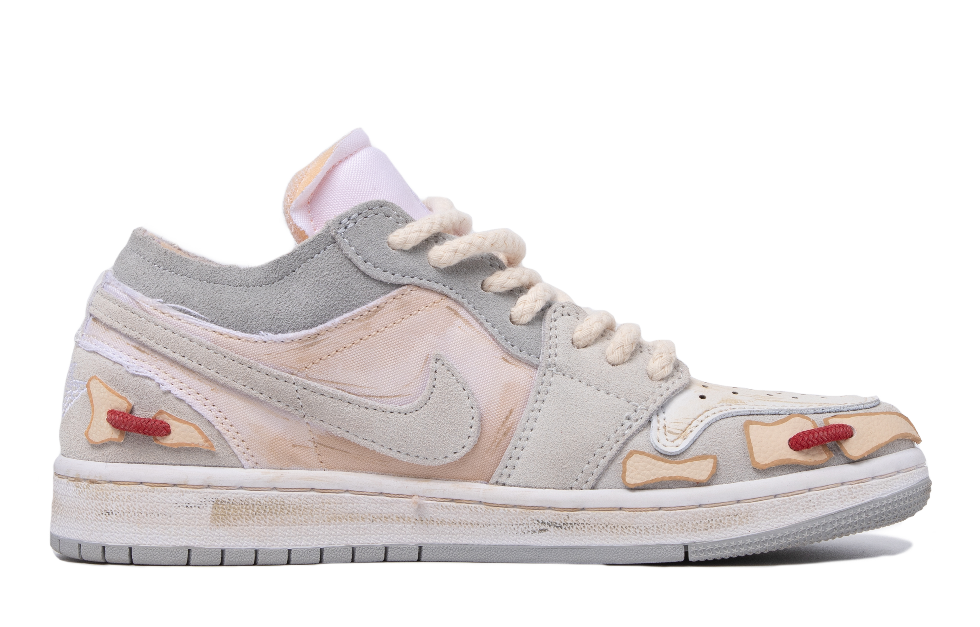 Order [Kasut Custom] Air Jordan 1 Mid SE Craft 'Putih dan Phantom' DQ3727-100(TeamM-女款骸骨霸王龙)