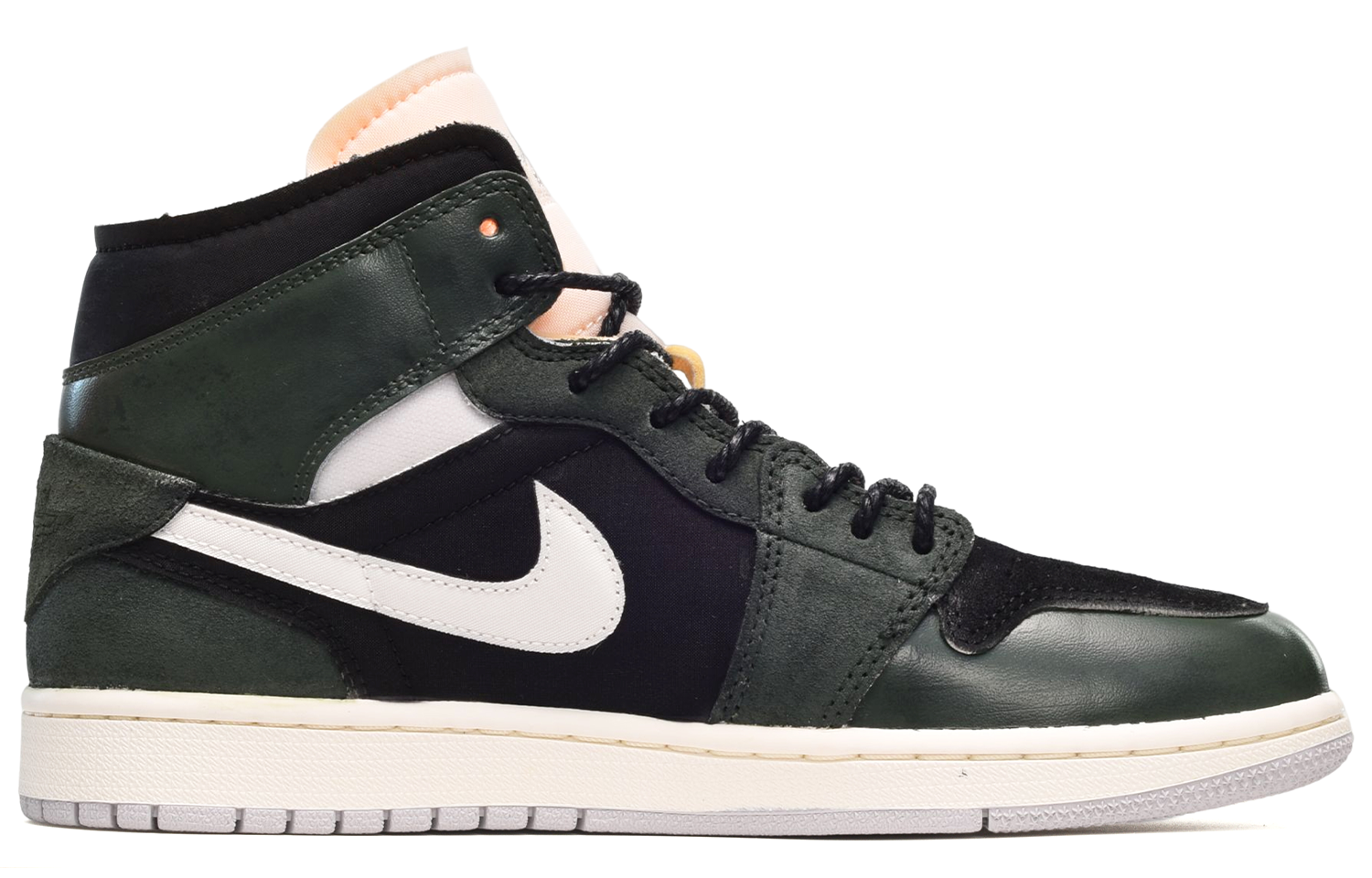 Order [Zapatillas Personalizadas] Air Jordan 1 Mid SE Craft 'Blanco y Phantom' DM9652-100(TeamE-男款英文皮贴黑蓝绿)