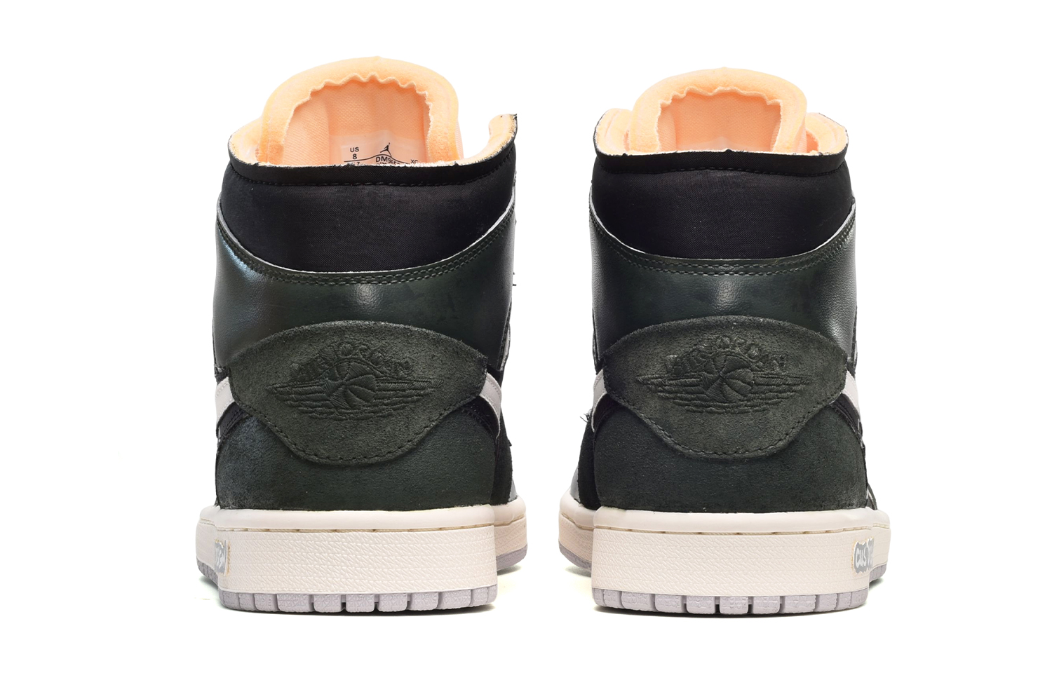 Shop [Sepatu Custom] Air Jordan 1 Mid SE Craft 'Putih dan Phantom' DQ3726-100(TeamE-女款英文皮贴黑蓝绿)