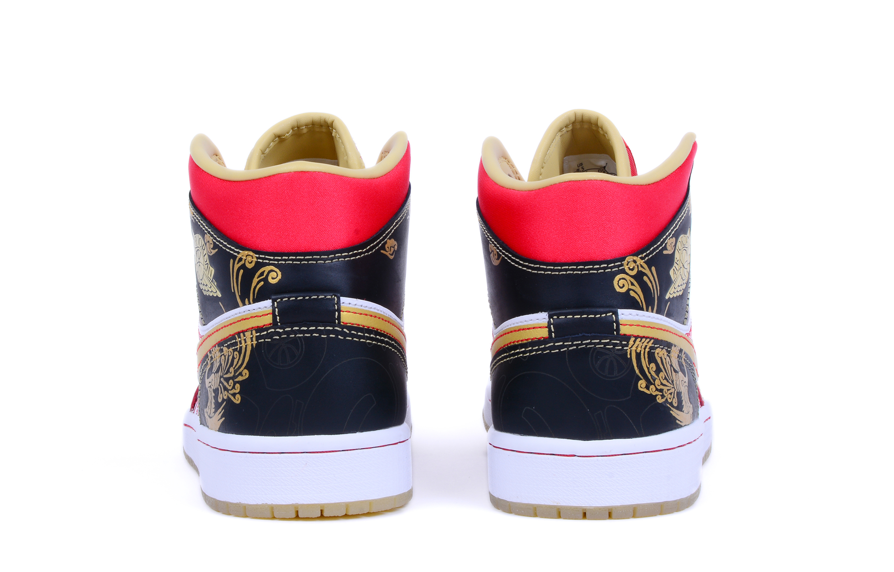 Shop カスタムAJ1 Mid SE GC "赤金黒" DV0576-176(Team42-女款婚鞋红金黑)