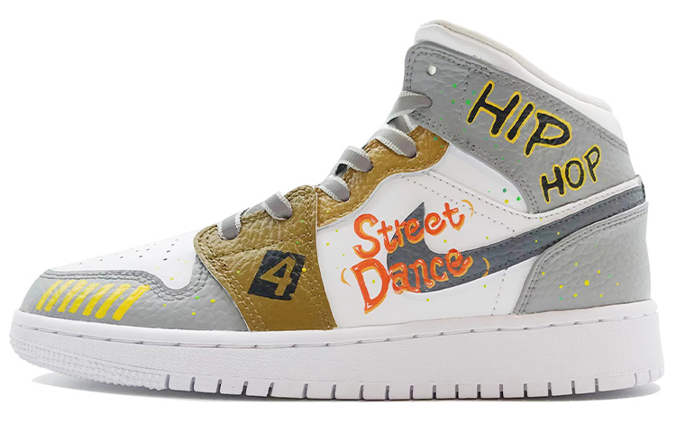 Buy AJ1 ミッド 白金灰 ストリートダンサースプラッター 554724-129(TeamD-男款街头舞者白金灰)