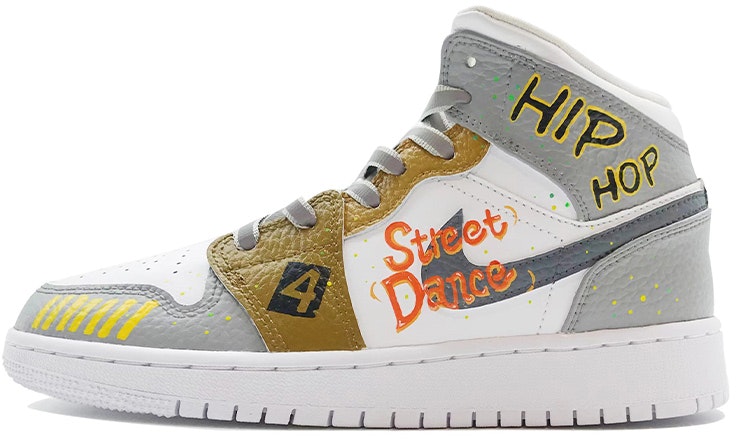 custom-shoes-air-jordan-1-mid-white-gold-grey-street-dancer-splatter
