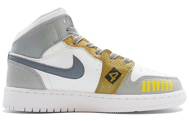 Order AJ1 ミッド 白金灰 ストリートダンサースプラッター 554724-129(TeamD-男款街头舞者白金灰)