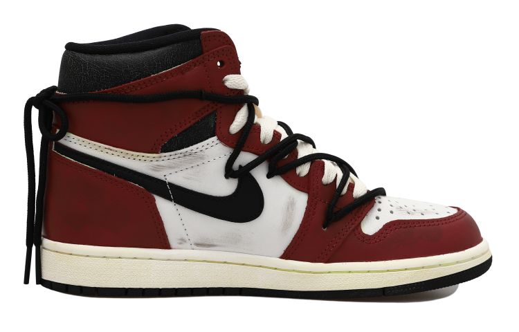 Lookbook 【定制球鞋】 Jordan Air Jordan 1 retro OKHR 芝加哥 OW風 掛飾 字母 做舊 防滑耐磨 低幫 復古籃球鞋 男女同款 黑紅白