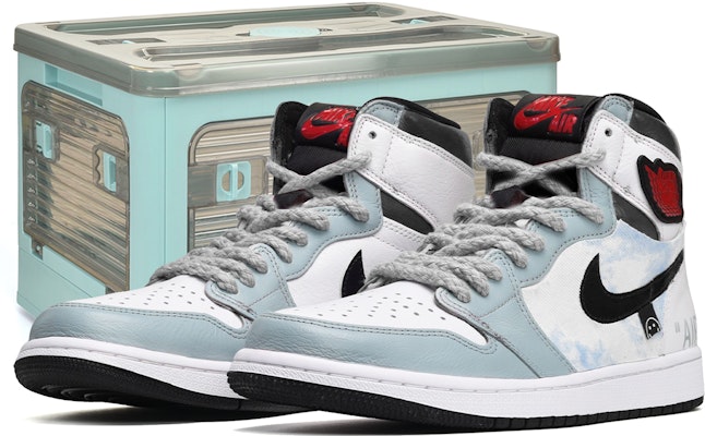 【定製球鞋】 Jordan Air Jordan 1 Retro 卡斯製造 CNY兔年限定 牛仔貼布 高幫 復古籃球鞋 GS 黑白藍 Buy 【定製球鞋】 Jordan Air Jordan 1 Retro 卡斯製造 CNY兔年限定 牛仔貼布 高幫 復古籃球鞋 GS 黑白藍