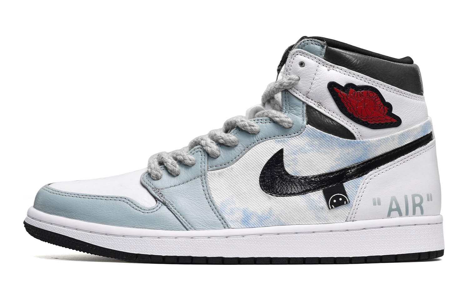 Order 【定製球鞋】 Jordan Air Jordan 1 Retro 卡斯製造 CNY兔年限定 牛仔貼布 高幫 復古籃球鞋 GS 黑白藍