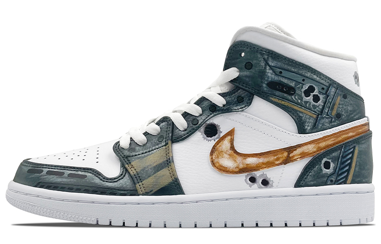 Buy [Sepatu Khusus] Air Jordan 1 Retro High 'Battlefield Spray' 554724-130(TeamE-战地-白灰)