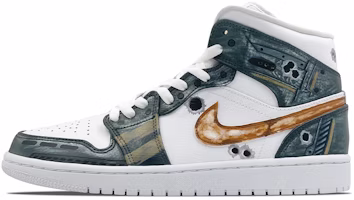 【定制球鞋】Jordan Air Jordan 1 戰地 噴繪 高幫 復古籃球鞋 男款 白灰 Buy 【定制球鞋】Jordan Air Jordan 1 戰地 噴繪 高幫 復古籃球鞋 男款 白灰