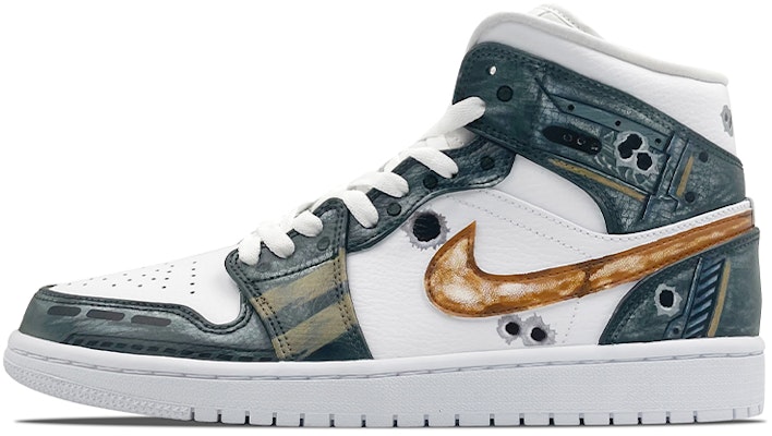 【定制球鞋】Jordan Air Jordan 1 戰地 噴繪 高幫 復古籃球鞋 男款 白灰 Buy 【定制球鞋】Jordan Air Jordan 1 戰地 噴繪 高幫 復古籃球鞋 男款 白灰